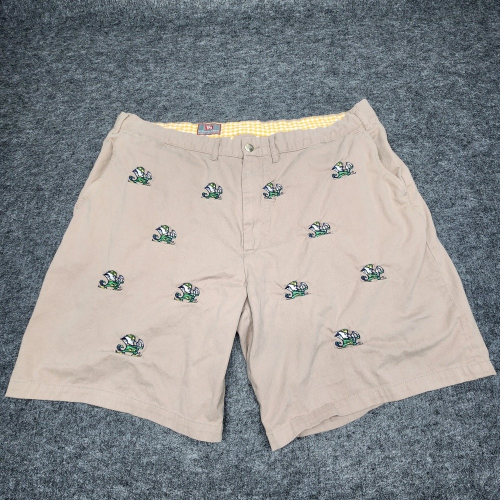 Pennington Bailes Notre Dame Fighing Irish Embroidered Chino Khaki Shorts 44 Tan